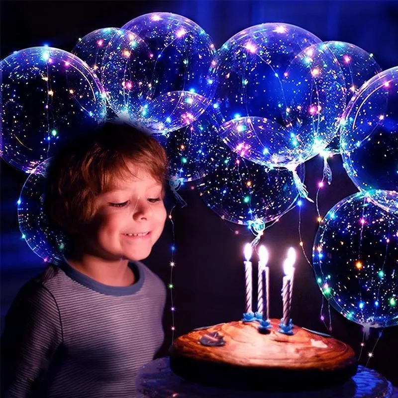 6 Sets 22Cm Led Light Up Bobo Balloons Party Birthday Transparent Bubble Balloon