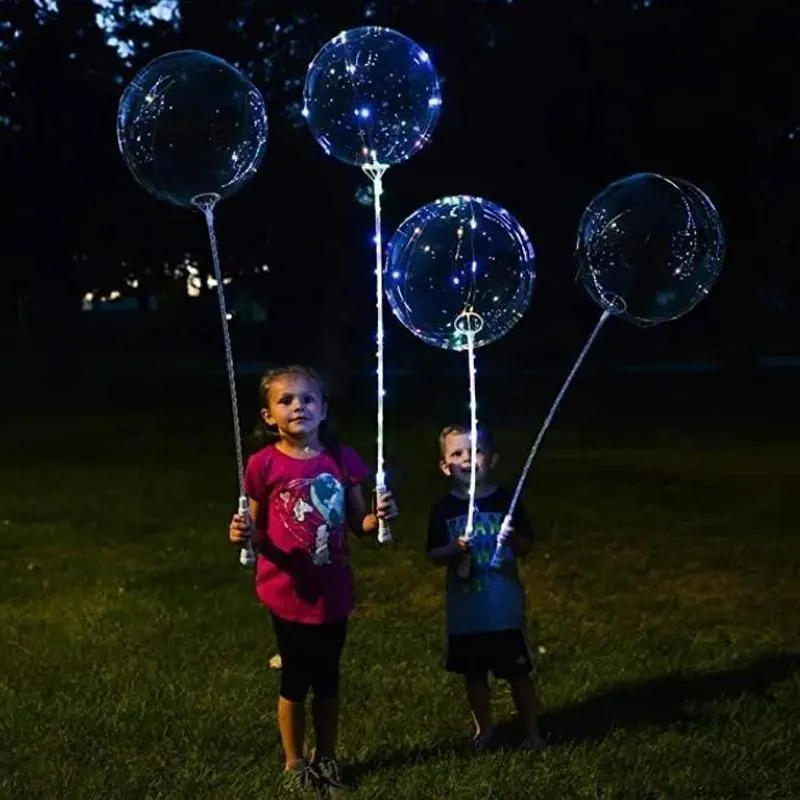 6 Sets 22Cm Led Light Up Bobo Balloons Party Birthday Transparent Bubble Balloon