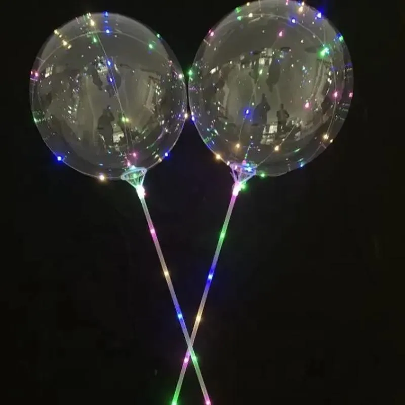6 Sets 22Cm Led Light Up Bobo Balloons Party Birthday Transparent Bubble Balloon
