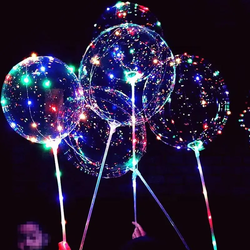 6 Sets 22Cm Led Light Up Bobo Balloons Party Birthday Transparent Bubble Balloon