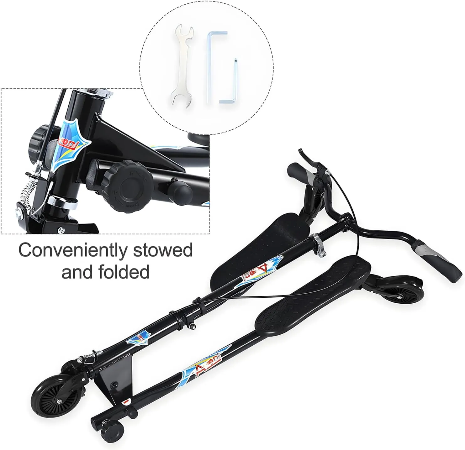 6  Years Old Swing Wiggle Scooter, loom opposite shortly uphold eagerly 3 Wheels Drifting Folding Kick Scooter with 4-Level Adjustable Height/Foldable for Kids/Woman/Men Age 