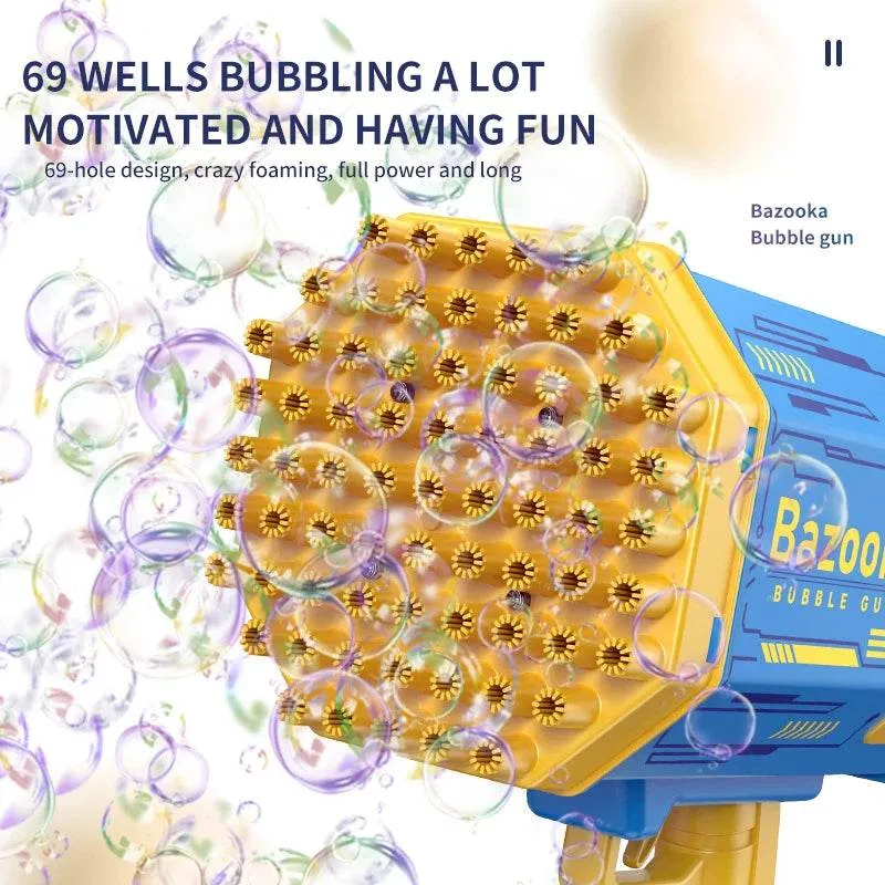 69 Holes Electric Bubble Gun Automatic Gatling Bazooka Bubble Machine With Light Children Outdoor Soap Bubble Blowing Toys