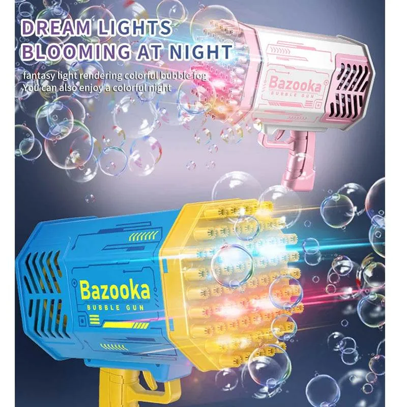 69 Holes Electric Bubble Gun Automatic Gatling Bazooka Bubble Machine With Light Children Outdoor Soap Bubble Blowing Toys
