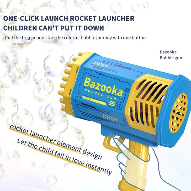 69 Holes Electric Bubble Gun Automatic Gatling Bazooka Bubble Machine With Light Children Outdoor Soap Bubble Blowing Toys