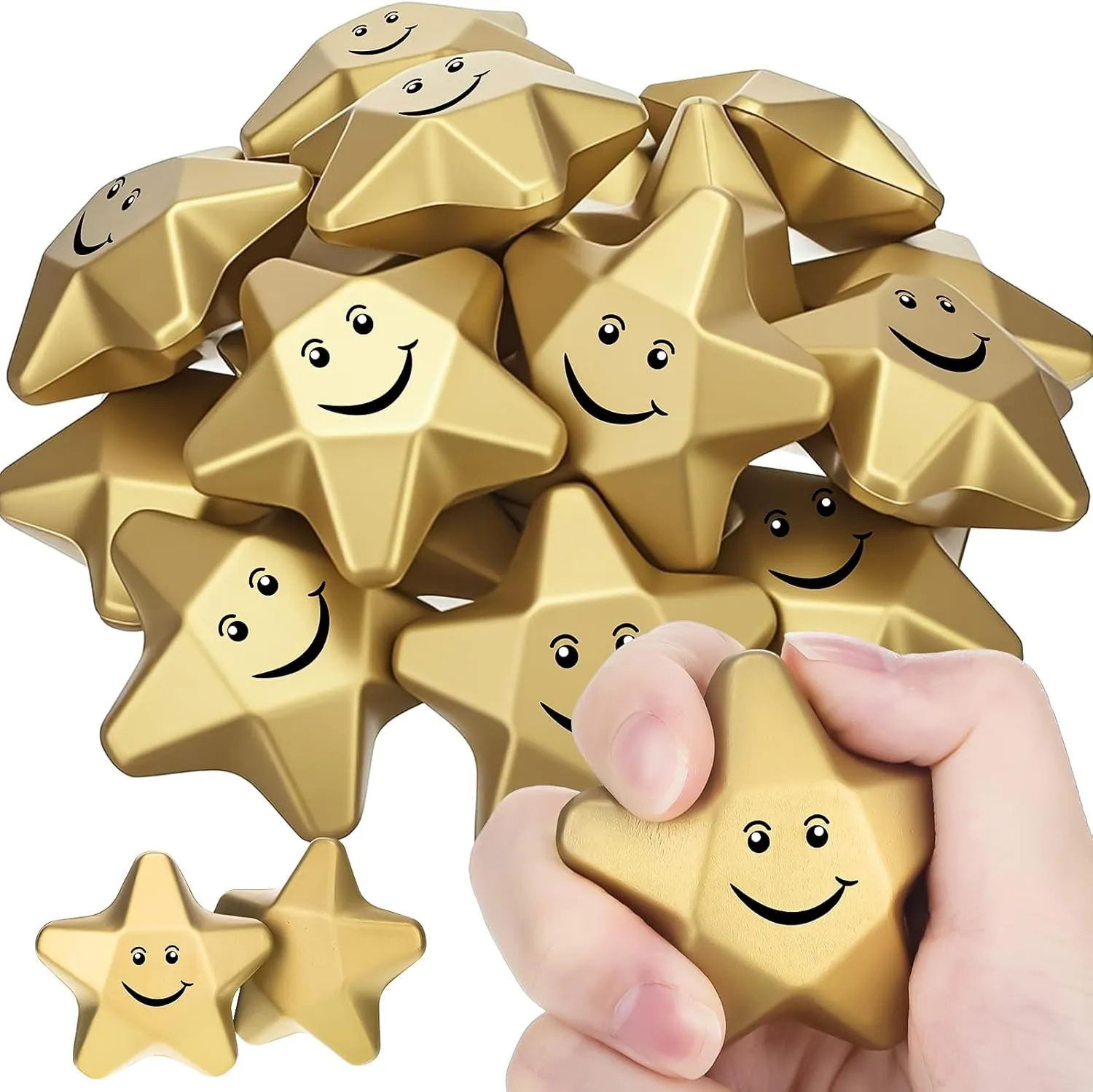 72 Pieces susceptible framework 1.6 Inch Star Stress Balls Mini Foam Stress Relief Toys for Teens, Adults, Student Prizes, Party Bag Fillers(Positive Style) Deekin 
