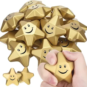 72 Pieces susceptible framework 1.6 Inch Star Stress Balls Mini Foam Stress Relief Toys for Teens, Adults, Student Prizes, Party Bag Fillers(Positive Style) Deekin 
