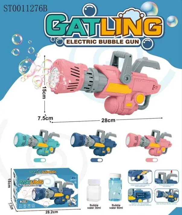 8 HOLES ELECTRIC BUBBLE GUN [PD][1Pc]