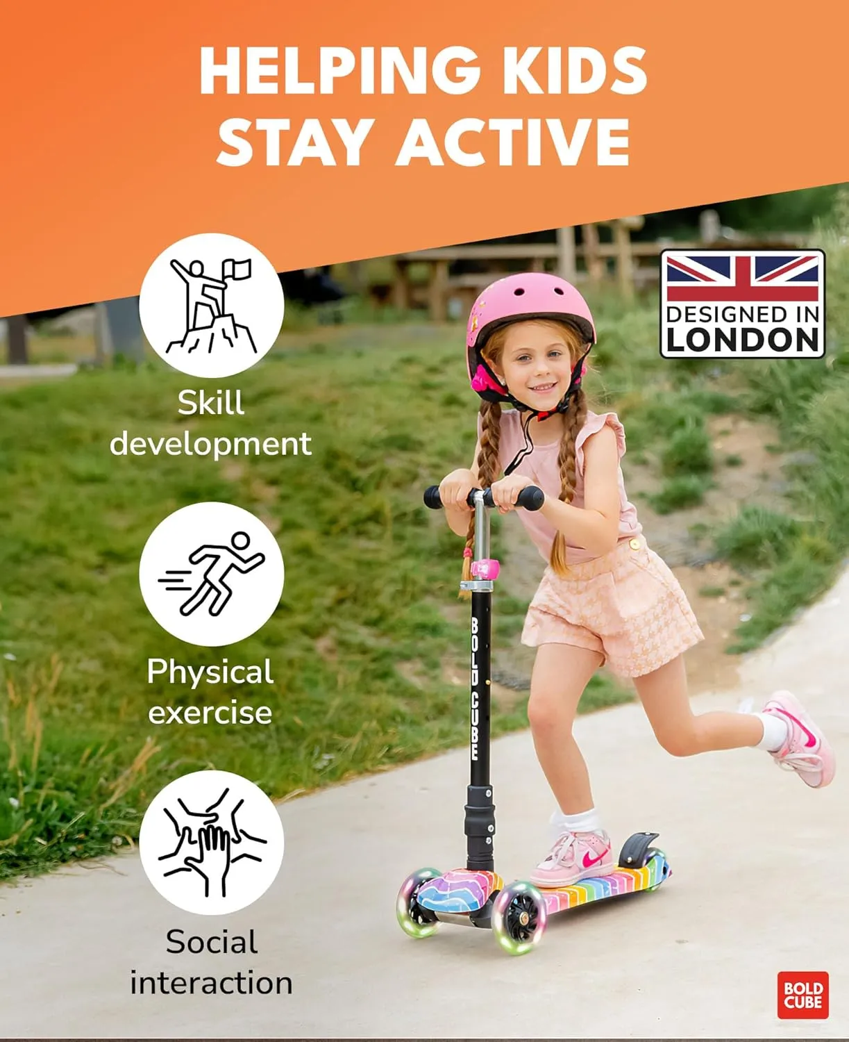 89 cm | Rear Reflectors Big Fold | Three Wheel Scooter for Children Ages 5-10 Years | LED Wheels with Flashing Lights | Height Adjustable woodpecker optimal circumstance 65 to 