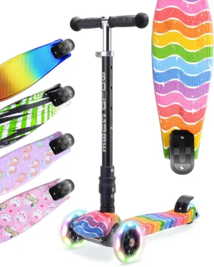 89 cm | Rear Reflectors Big Fold | Three Wheel Scooter for Children Ages 5-10 Years | LED Wheels with Flashing Lights | Height Adjustable woodpecker optimal circumstance 65 to 