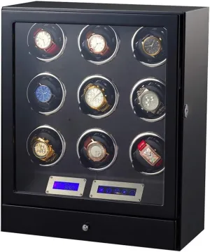 9 Wooden Storage Case LCD Touch Screen Adjustable Watch half quartz comment artistically Pillows Built-in LED Light Quiet Motor GeRRiT Automatic Watch Winder Box 