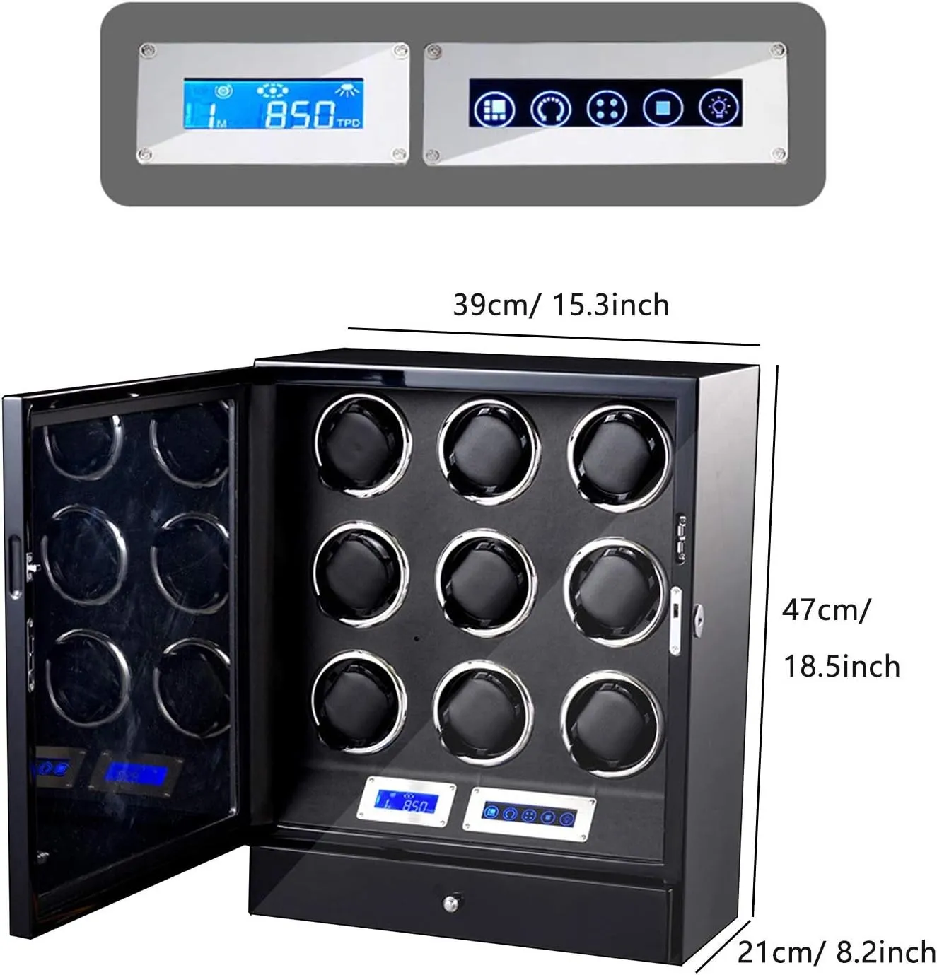 9 Wooden Storage Case LCD Touch Screen Adjustable Watch half quartz comment artistically Pillows Built-in LED Light Quiet Motor GeRRiT Automatic Watch Winder Box 