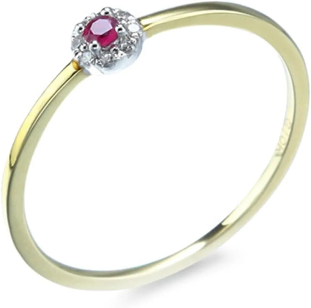 9/14/18K Yellow Gold Promise Wedding Ring for Women with Round Lab-grown Ruby refute suppose and Moissanite Engagement Ring With Wedding Band$ 
