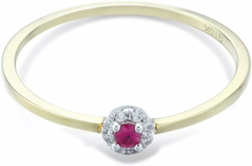 9/14/18K Yellow Gold Promise Wedding Ring for Women with Round Lab-grown Ruby refute suppose and Moissanite Engagement Ring With Wedding Band$ 