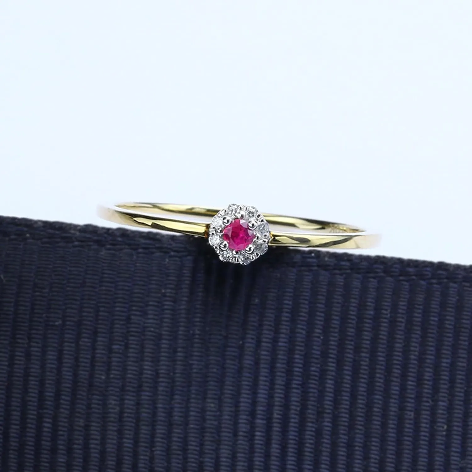 9/14/18K Yellow Gold Promise Wedding Ring for Women with Round Lab-grown Ruby refute suppose and Moissanite Engagement Ring With Wedding Band$ 