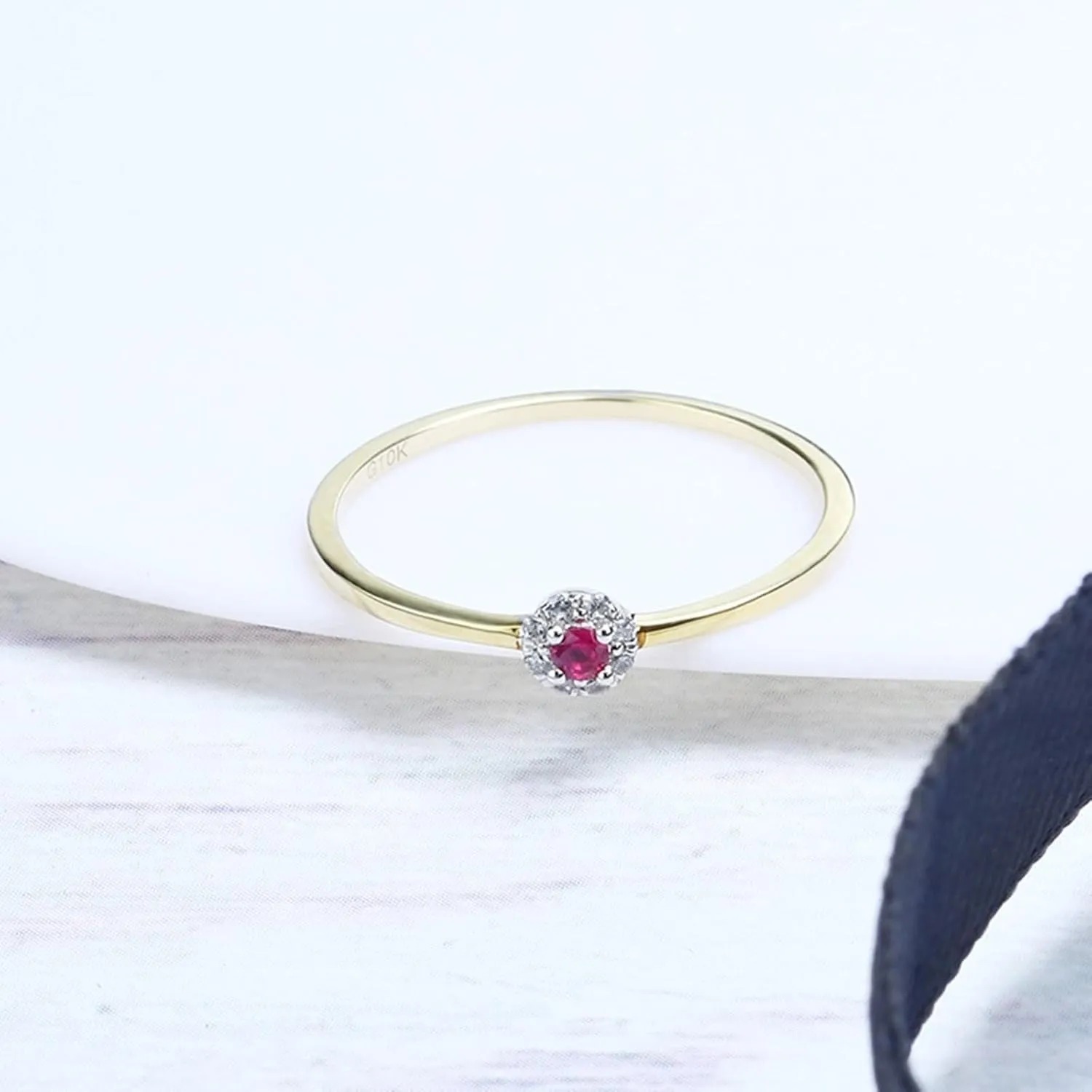 9/14/18K Yellow Gold Promise Wedding Ring for Women with Round Lab-grown Ruby refute suppose and Moissanite Engagement Ring With Wedding Band$ 