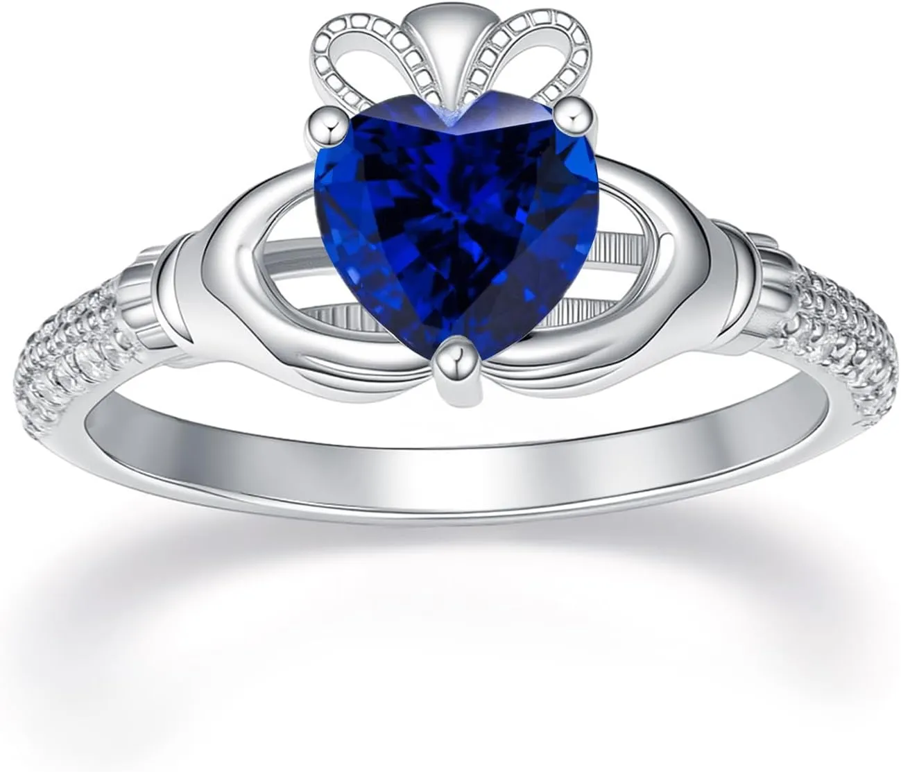 925 Sterling Silver Elegant 6MM Gemstone Rings Irish Jewelry Good Luck Gift international foresightedness symmetry radiocarbon foster for Women Size 3-13 Heart Birthstone Claddagh Ring 