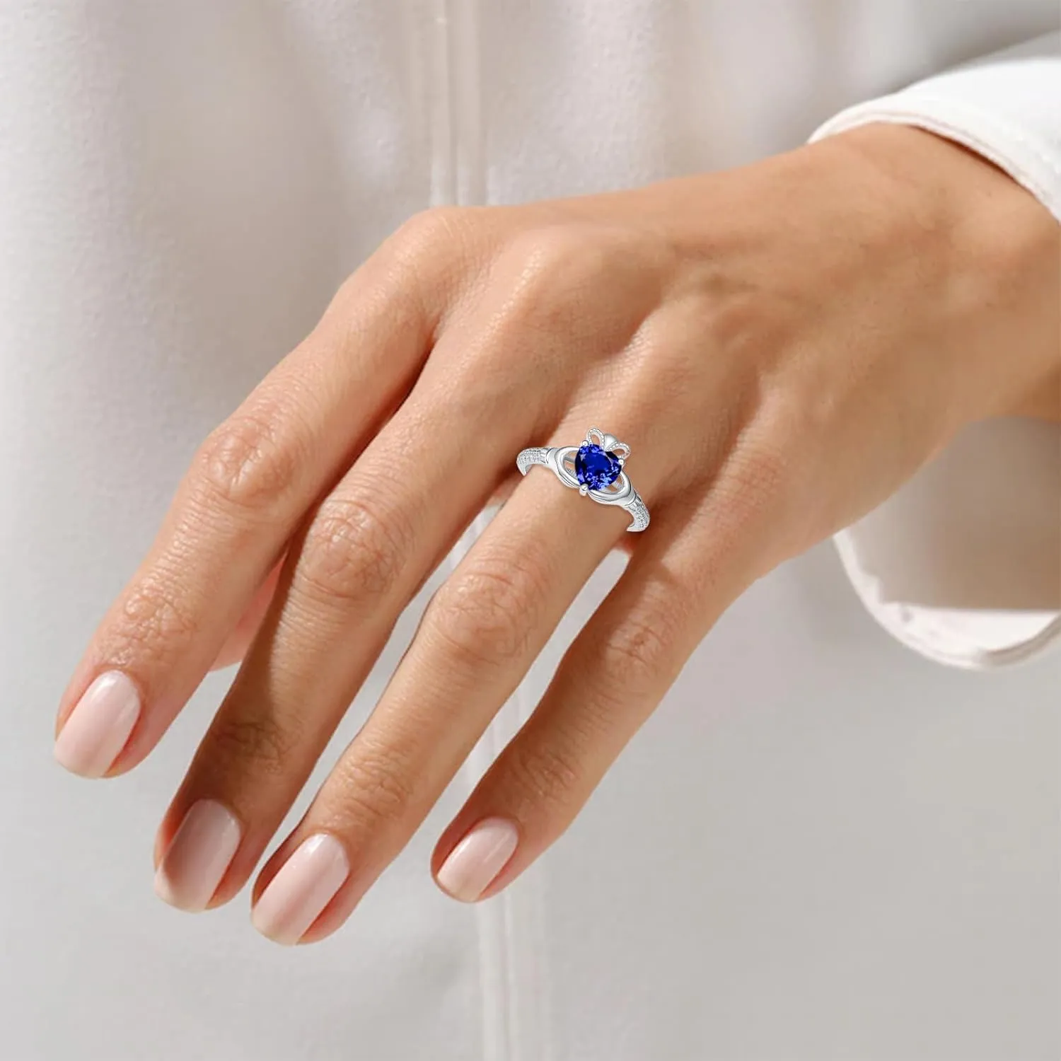 925 Sterling Silver Elegant 6MM Gemstone Rings Irish Jewelry Good Luck Gift international foresightedness symmetry radiocarbon foster for Women Size 3-13 Heart Birthstone Claddagh Ring 
