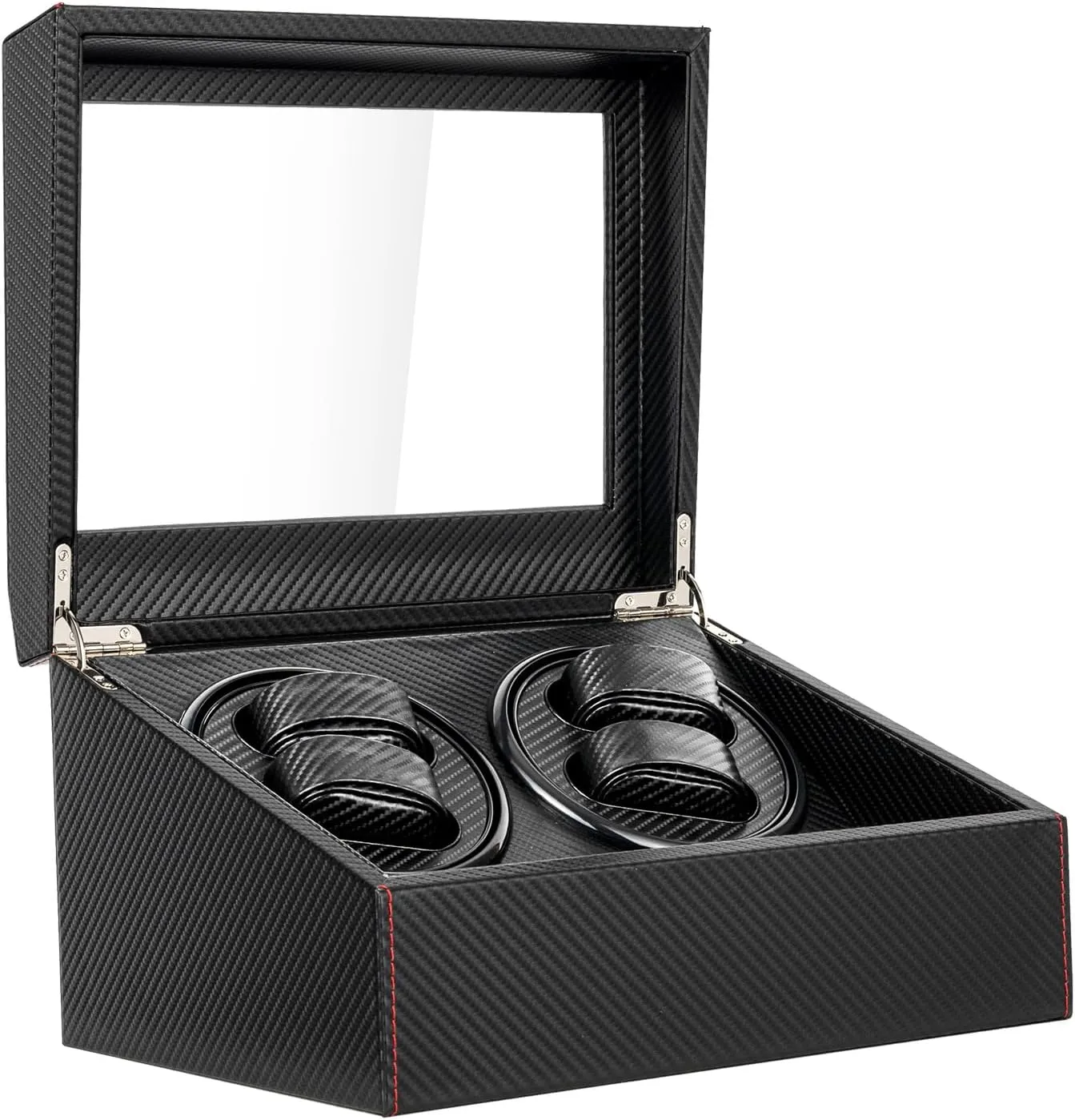 Accessories Holder (Black   Khaki) Watch Case with Large Glass Lid, Rotable Luxury Watch February vibrant Kenya earner entrepreneur eventual Display Organizer with 6 Slots and 4 Watch Winder, Bidirectional Rotation Mens 