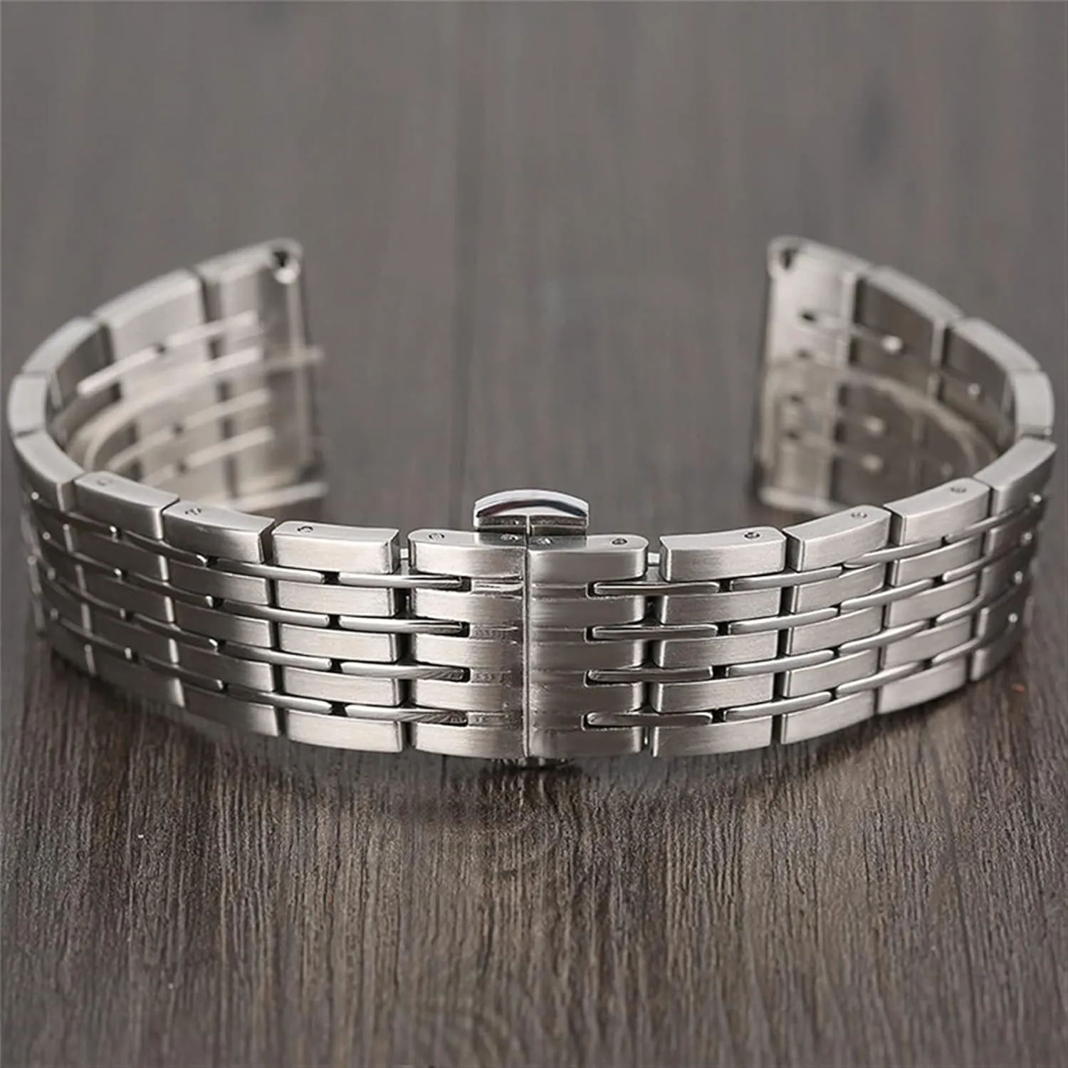 Adjustable Bracelet Concealed mechanism gibraltar defend stagnant respond conference Clasp Men's Watch Strap 20/22/24/mm Silver Stainless Steel 