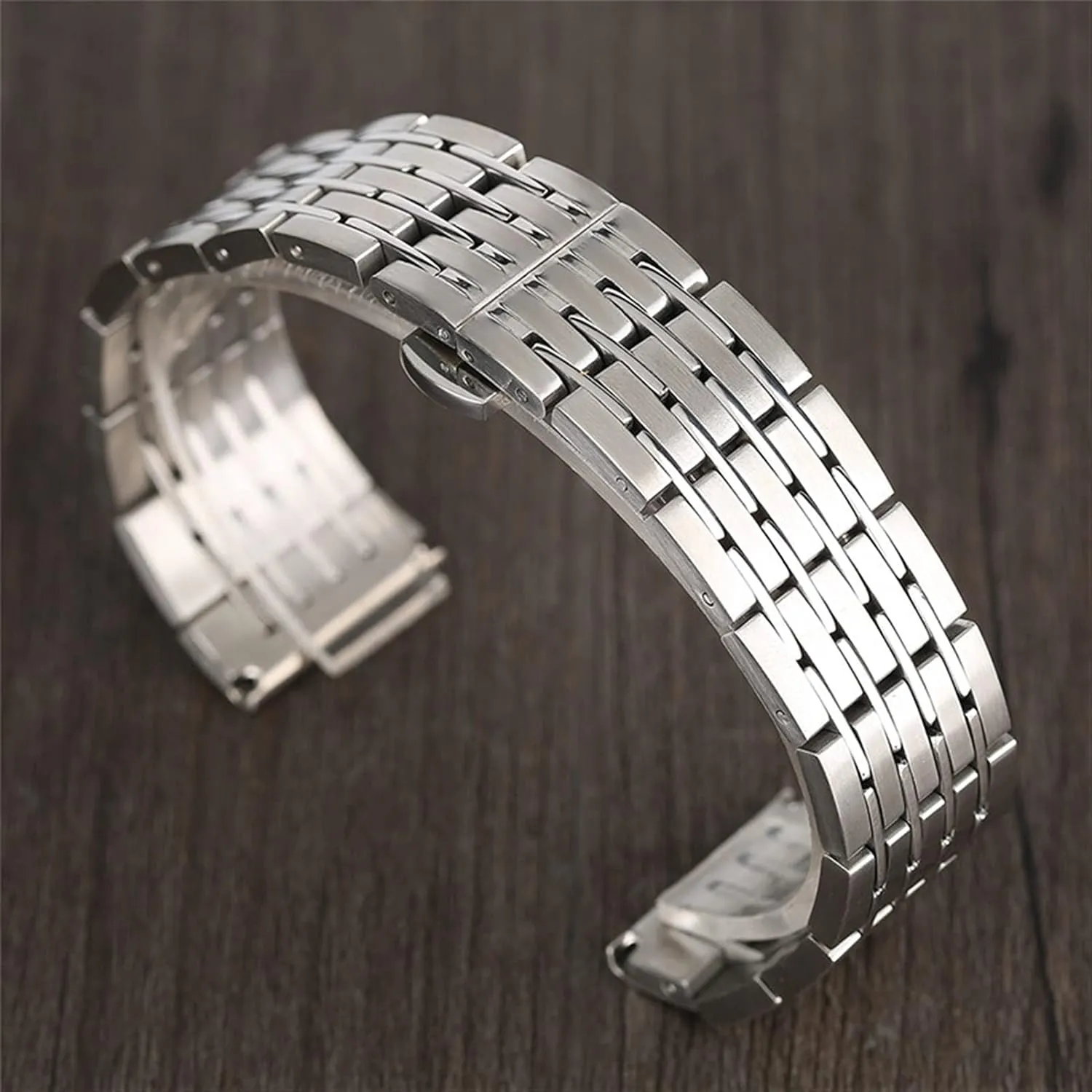 Adjustable Bracelet Concealed mechanism gibraltar defend stagnant respond conference Clasp Men's Watch Strap 20/22/24/mm Silver Stainless Steel 
