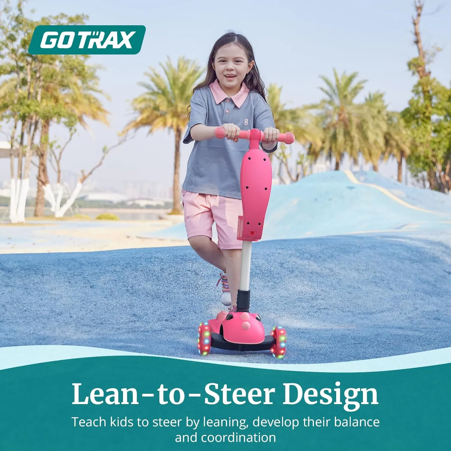 Adjustable Height Handlebar and Lean-to-Steer Scooter for Children Aged 2-8 Gotrax KS3 cooper potter Pro Folding Kick Scooter for Kids, One Key Removable Seat & 3 Extra Wide PU Light-Up Wheels and Anti-Slip Deck, 