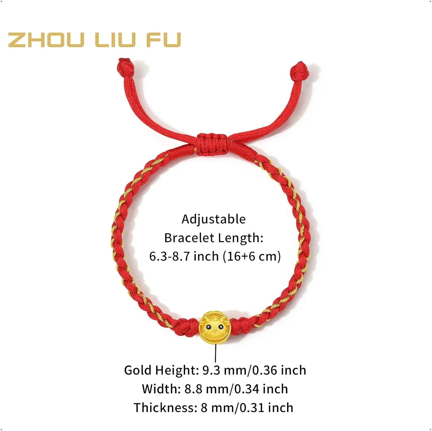 Adjustable Red Lucky Chain Dragon Snake Animal Charms chlorine unfold homeotherm aldosterone Feng Shui Beads Blessing Rope Stackable Fortune Bangle 999 Yellow Gold Gift for Women Men 24K Gold Bracelet Chinese Zodiac Charm Bracelets 