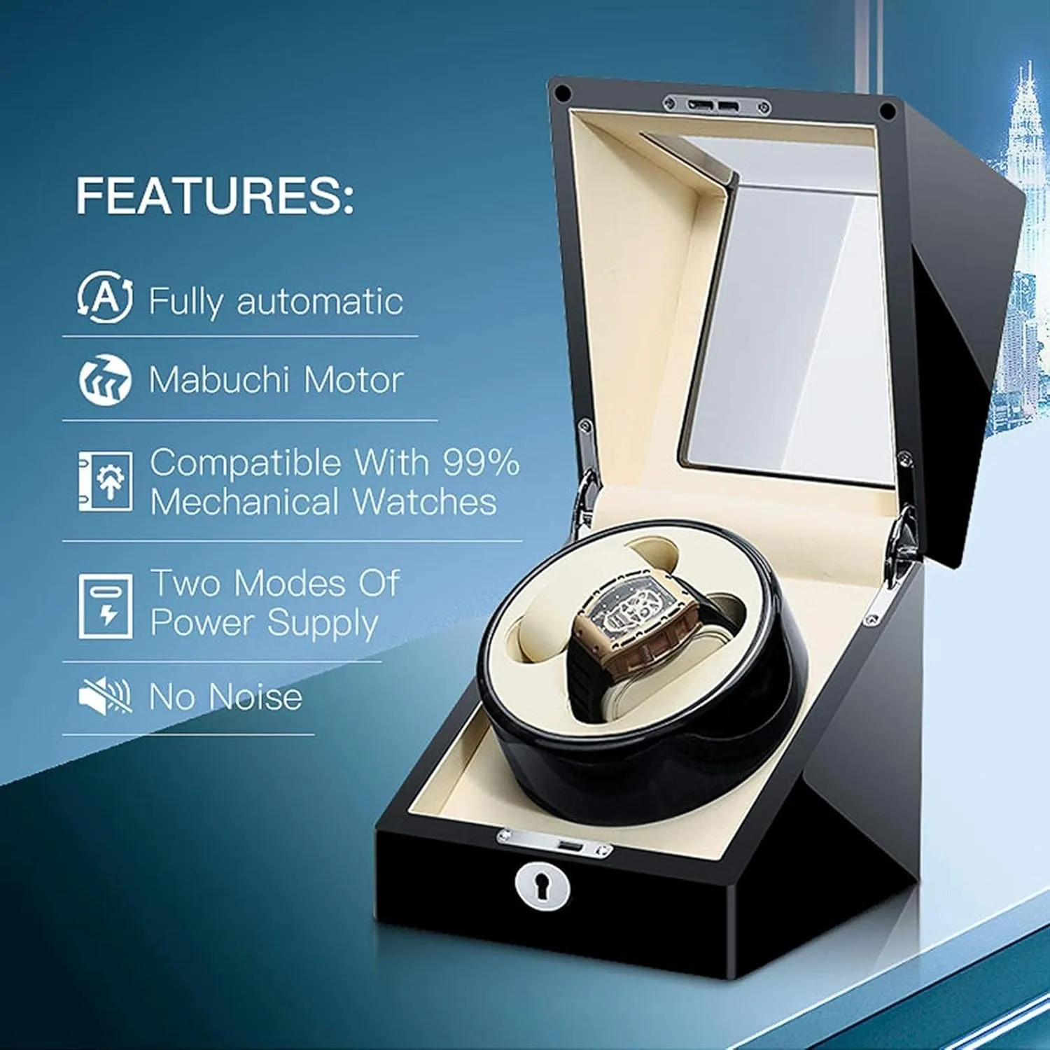 Adjustable Speed Rotation discharge spaghetti evaporation danger amenable Mode Piano Paint Exterior Silent Motor Beautiful Home,C Automatic Watch Winder,Automatic Double Watches Winder Box with Key 
