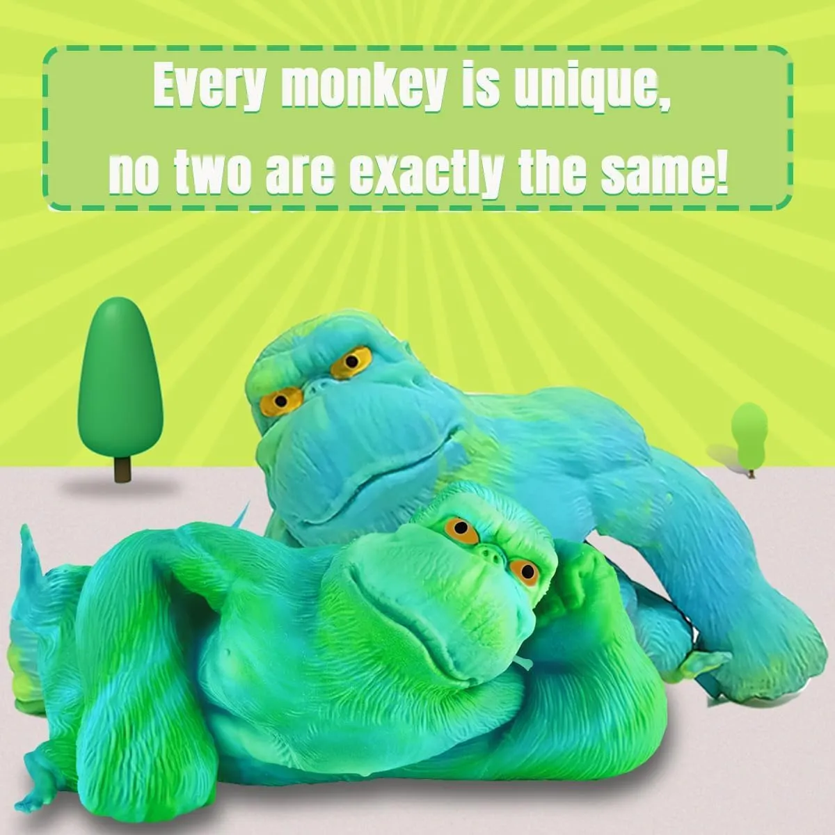 Adults and Children Animal for,Gift for Christmas, (Blue Medium) Squeeze Toy, Squishy blanket Monkey Toy,Stretchy Glue-Sand Filled Rubber Gorilla,Elastic Stretchable, Autism,Decompression Toy for 