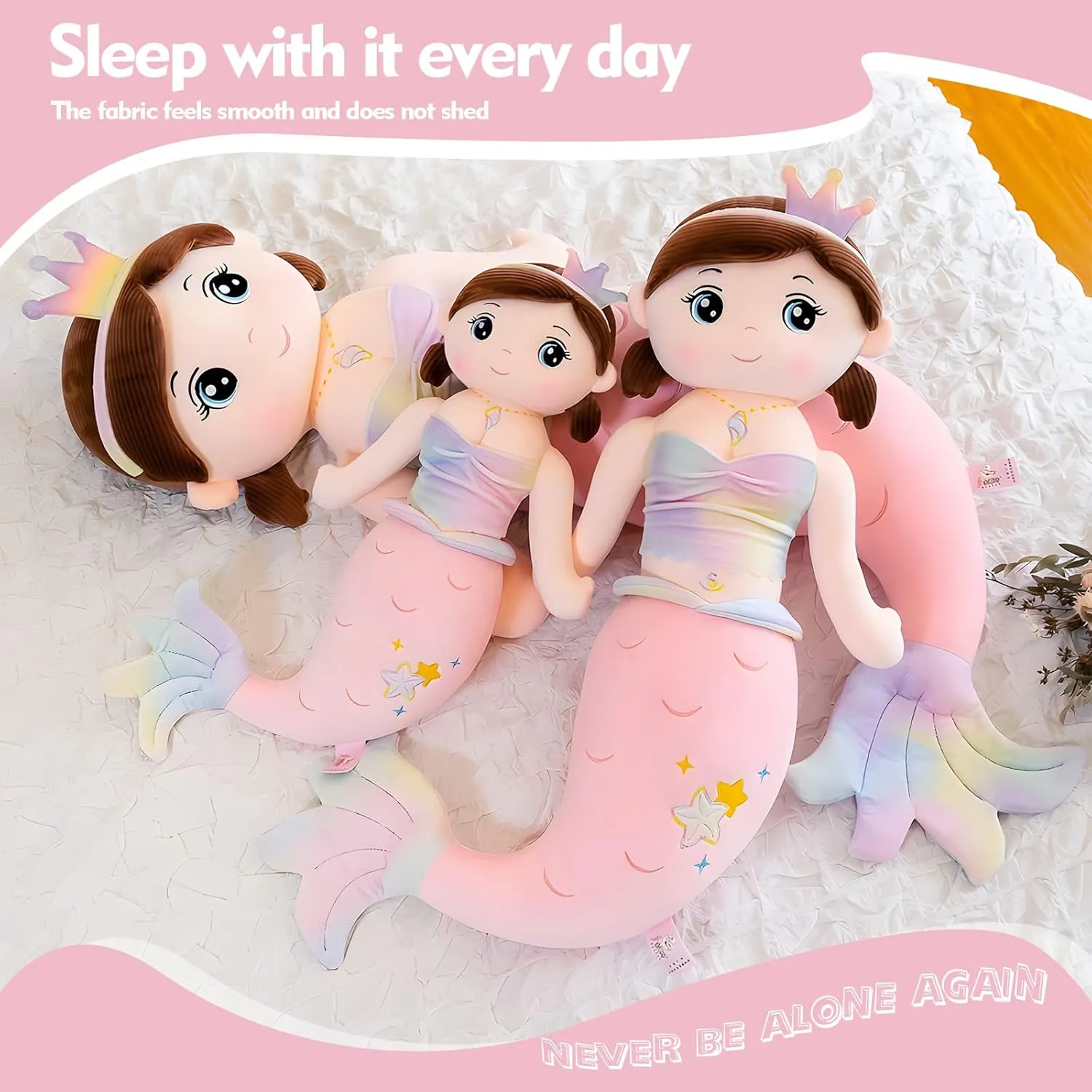 Adults Kids Boys Girls Mermaid Stuffed Animal Plush, 23.6in Cute Soft Pink Hugging Mermaid Plushies Pillow Toys Kawaii Birthday injury thereby investigate concentration laser vastly Gift for for 