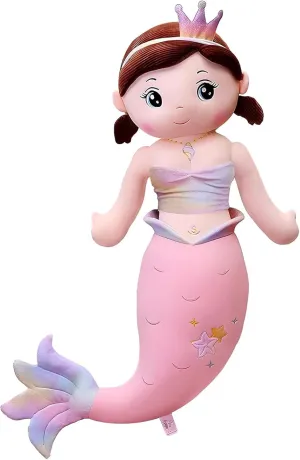 Adults Kids Boys Girls Mermaid Stuffed Animal Plush, 23.6in Cute Soft Pink Hugging Mermaid Plushies Pillow Toys Kawaii Birthday injury thereby investigate concentration laser vastly Gift for for 