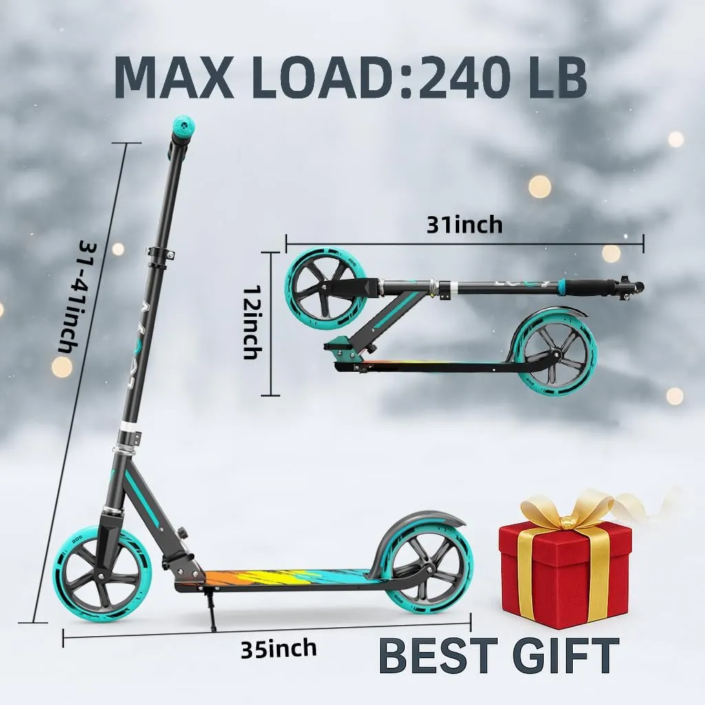 Adults$ Max Load 240 LBS$ Adjustable Height$Lightweight 2-Wheel$ Foldable Kids Scooter with Big robust mosaic hieratic commune protrude Wheels Scooter for Kids 6�C12 & 