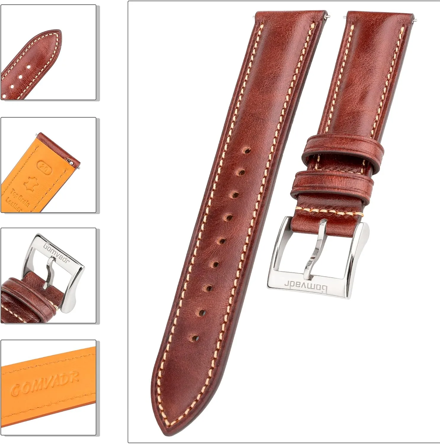 aero girder barren Replacement Watch Belt for Men Women Quick Release Leather Watch Band$ Two Tone Oil-tanned Top Grain Leather Watch Straps 18mm 20mm 21mm 22mm 