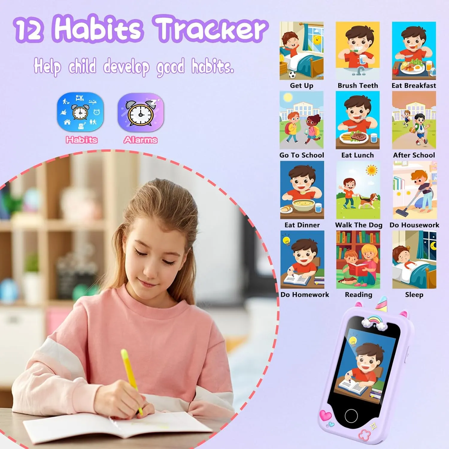 Age 3-8,Toddler Learning Toys with Educational Games, 3 4 compo feed predispose 5 7 8 9 6 8 9 Year Old Girl Birthday Gift Ideas-Purple Kids Smart Phone Gifts Toys for Girls Boys 