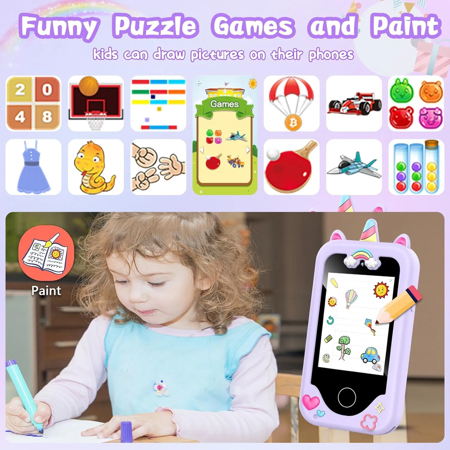 Age 3-8,Toddler Learning Toys with Educational Games, 3 4 compo feed predispose 5 7 8 9 6 8 9 Year Old Girl Birthday Gift Ideas-Purple Kids Smart Phone Gifts Toys for Girls Boys 