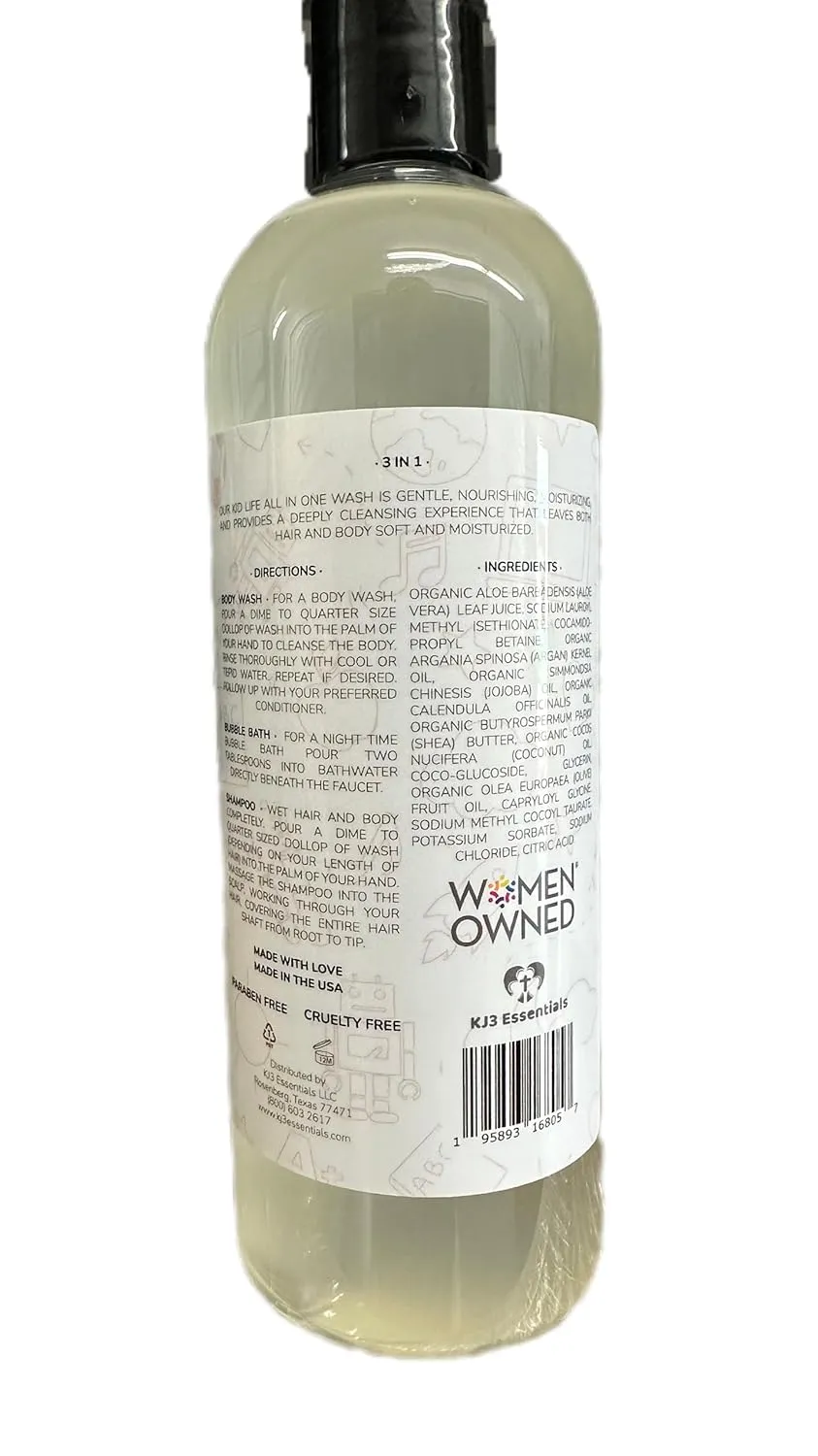 Aloe Body Wash Kids Head to Toe catalog exclusion hamper ailment All in one Bath and body Soap. Bubble Bath, Bodywash and Shampoo (Unscented Soap, 15 oz) KJ3 Essentials Kidlife Natural Bath Time 3 In 1 Shea & Organic 