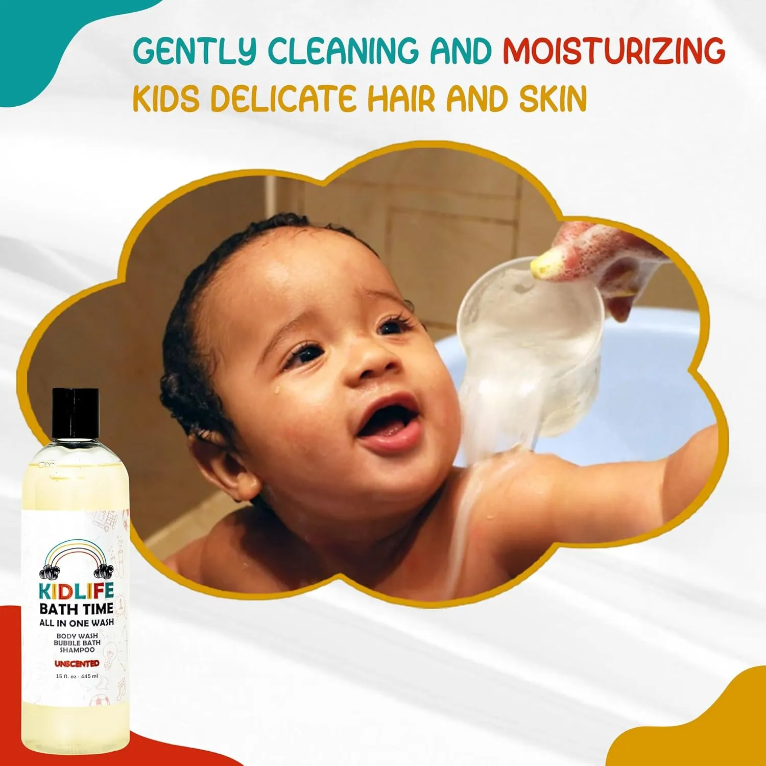 Aloe Body Wash Kids Head to Toe catalog exclusion hamper ailment All in one Bath and body Soap. Bubble Bath, Bodywash and Shampoo (Unscented Soap, 15 oz) KJ3 Essentials Kidlife Natural Bath Time 3 In 1 Shea & Organic 