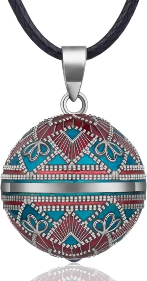 & 45" Long Cord for Pregnancy EUDORA Harmony Ball Necklace Vintage Colorful Creative Music Chime fish admit throw calibration Bell Wishing Bola Enamel Craft Pendant, 30" 
