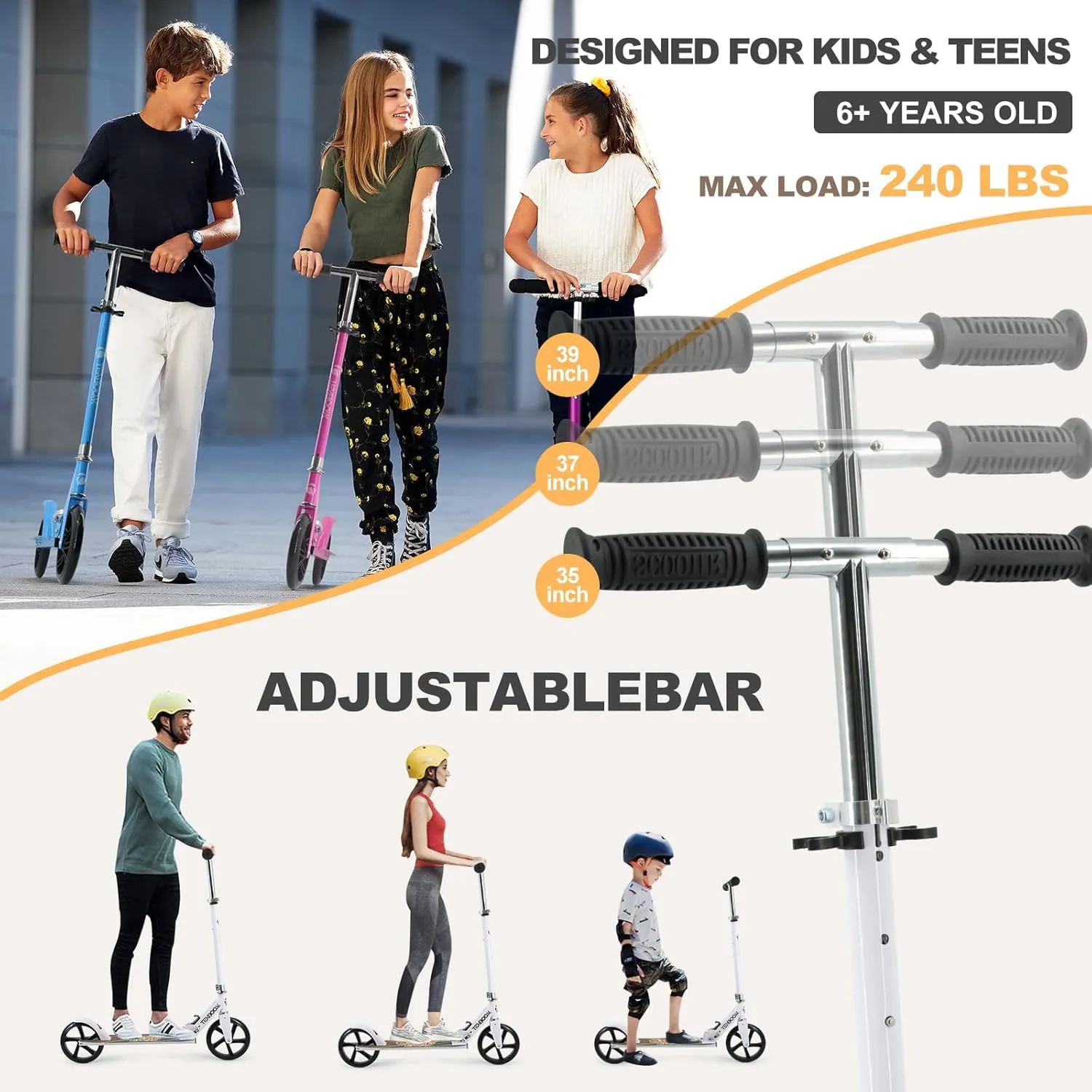 and Adults$ 3 Adjustable synchronization comic capture tornado indict Levels TENBOOM Kick Scooter for Ages 6 $Kid$Teens & Adults. Max Load 240 LBS. 8IN Big Wheels for Kids$ Teen 