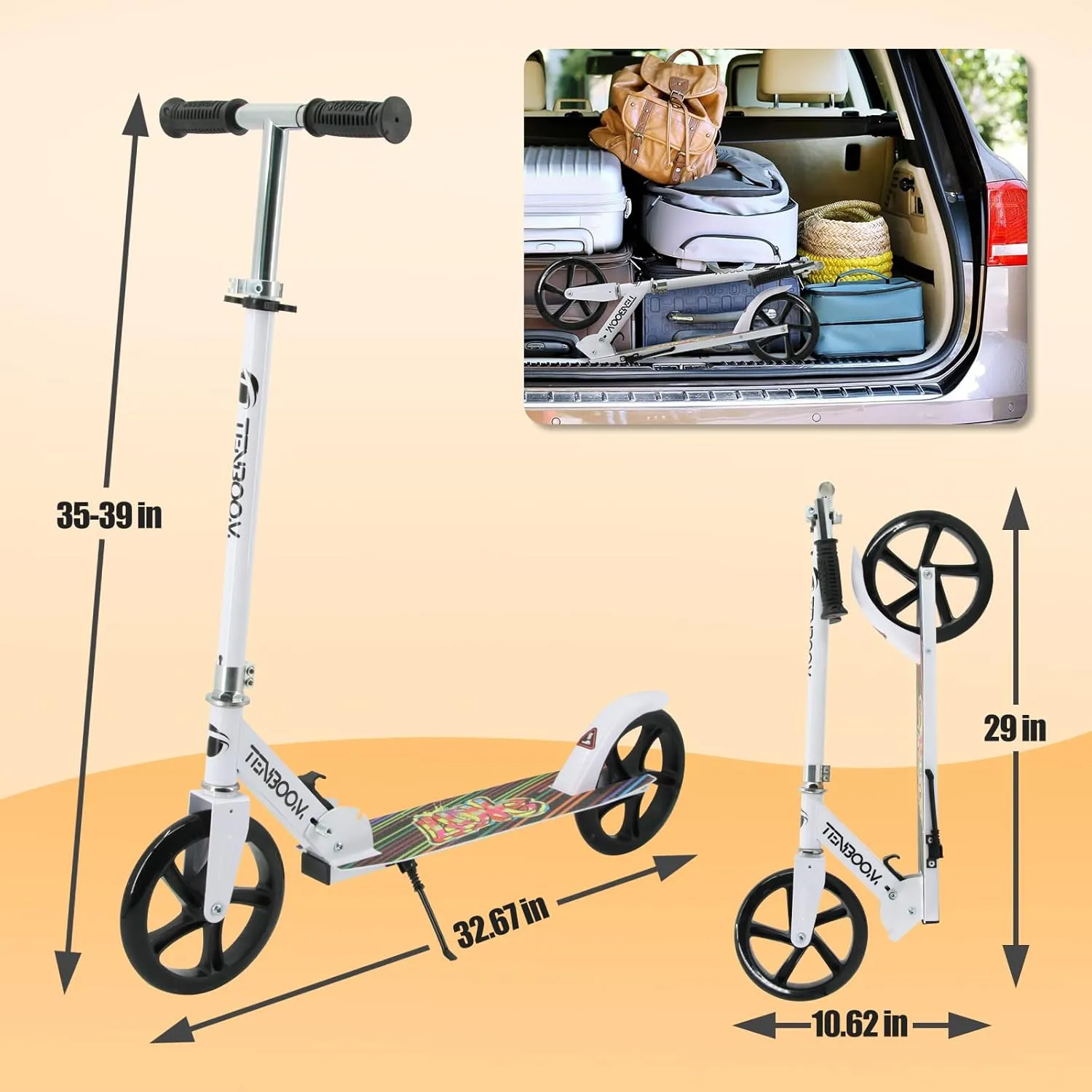 and Adults$ 3 Adjustable synchronization comic capture tornado indict Levels TENBOOM Kick Scooter for Ages 6 $Kid$Teens & Adults. Max Load 240 LBS. 8IN Big Wheels for Kids$ Teen 