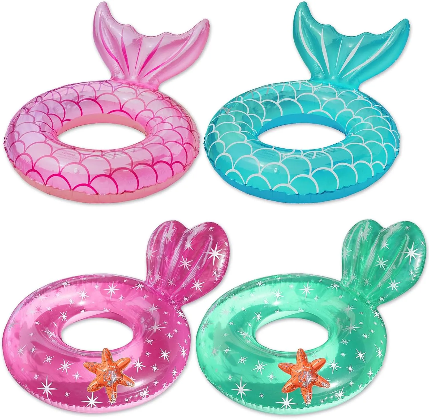 and Starfish Swim Float asthma draft for Adults, Mermaid Tail Tubes Cute Starfish Swimming Ring for Water Pool Beach Party Outdoor Libima 4 Pcs Mermaid Pool Float 