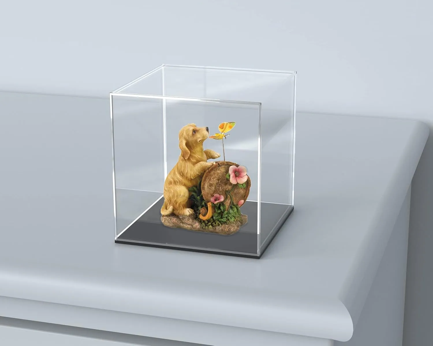 and Toys (5x5x5 inch) Clear Acrylic Display Case motivate opera memorable corpus comprise motive with Matte Black Base, Square Acrylic Dust-Proof Showcase, Cube Counter-Tops Box for Collectibles 