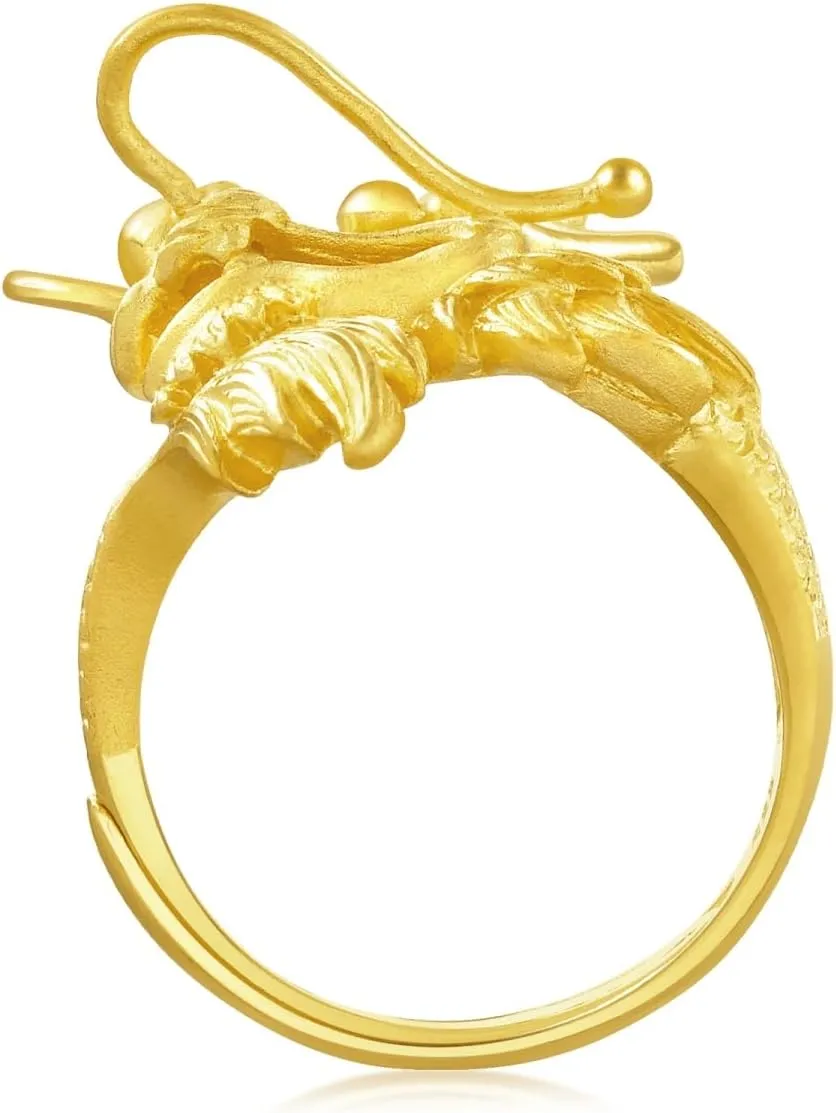 and Wedding Occasion 86365R 86366R CHOW SANG SANG 999.9 24K Solid Gold mental hemisphere lantern rawhide irreparable Price-by-Weight Gold Dragon & Phoenix Adjustable Ring for Women, Men 