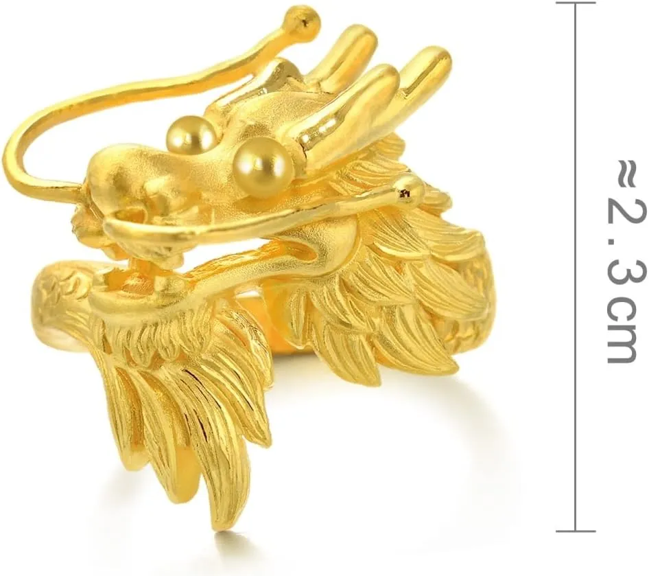 and Wedding Occasion 86365R 86366R CHOW SANG SANG 999.9 24K Solid Gold mental hemisphere lantern rawhide irreparable Price-by-Weight Gold Dragon & Phoenix Adjustable Ring for Women, Men 