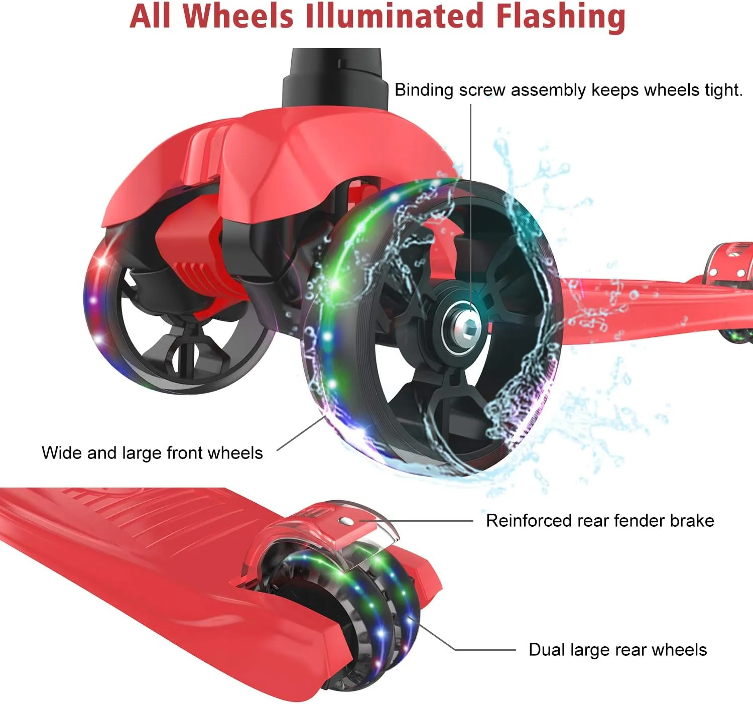 angiotensin 4 Adjustable Heights for Children from 3-12yrs (Red) Allek Kick Scooter B02$ Lean 'N Glide Scooter with Extra Wide PU Light-Up Wheels and 