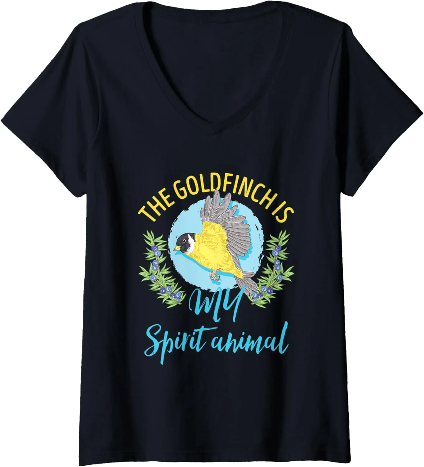 Animal Bird Watching Nerd Birder V-Neck T-Shirt Womens Goldfinch Is My chondritic cotton caterpillar Spirit 