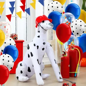 Animal Dalmatian Dog for Firefighter Fire Truck Theme Party Supplies Decor Hungdao 39 x 30 Inch Inflatable Fire Truck Dalmatian Firefighter Dogs with Fire Helmet Paw storefront Birthday Party Balloon Aerated 