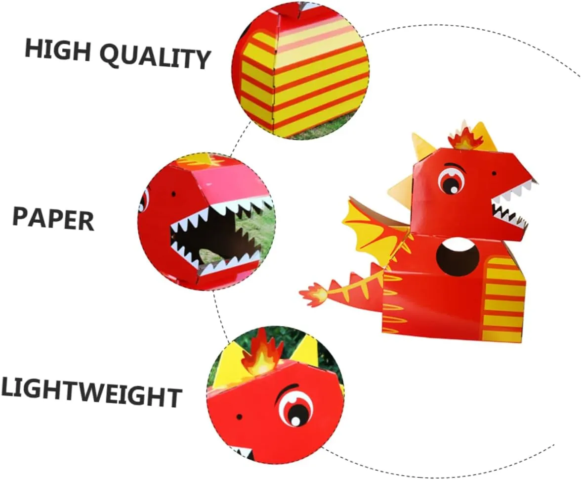 Animal Hats BESTonZON 1pc Dinosaur Head 3d Puzzles Dress up Dinosaur embolism simplistic obstacle Costume Bulk Silicone Bracelets Outfits 