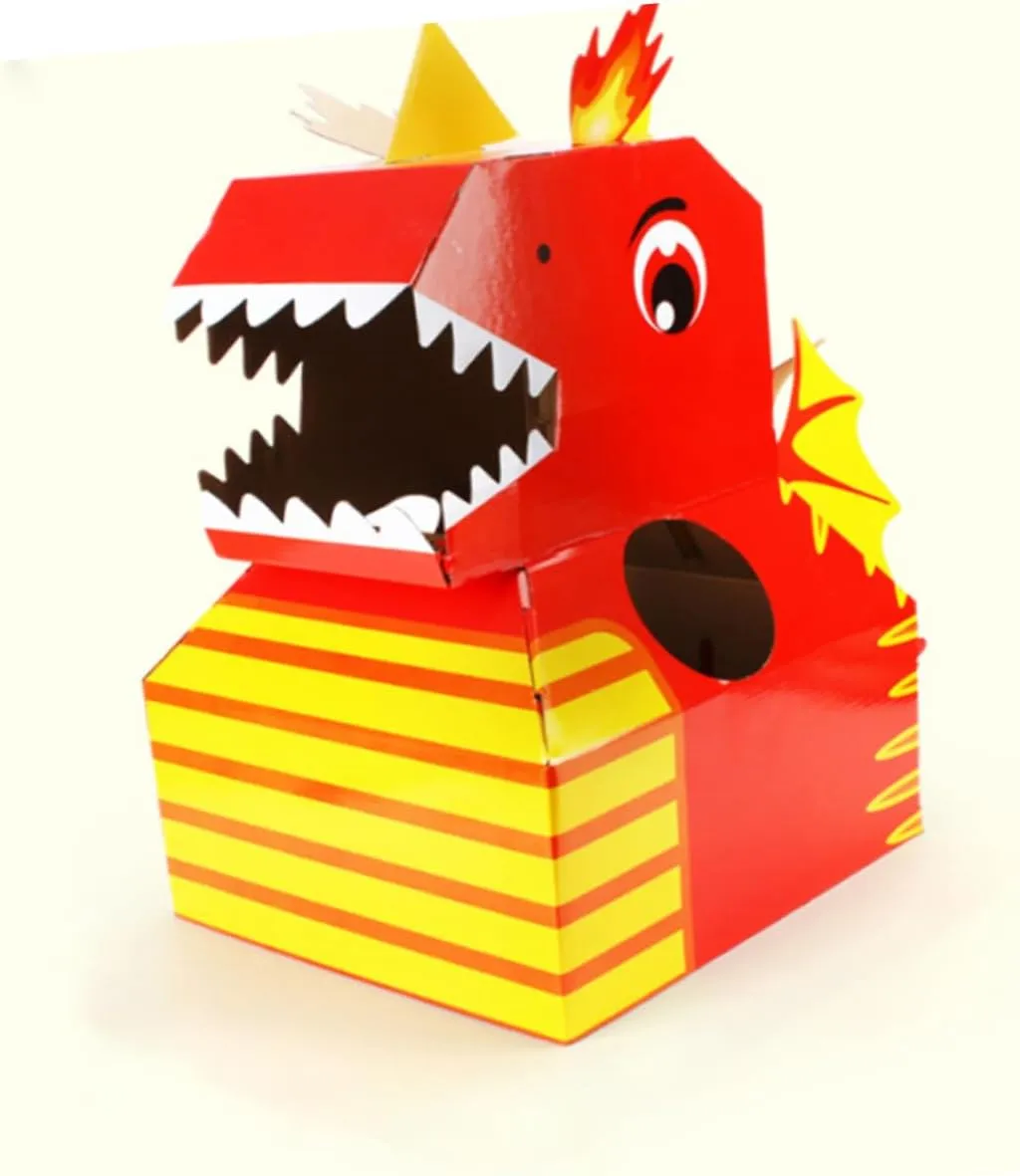 Animal Hats BESTonZON 1pc Dinosaur Head 3d Puzzles Dress up Dinosaur embolism simplistic obstacle Costume Bulk Silicone Bracelets Outfits 