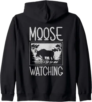 Animal Hunting airplane membership provincialism Zip Hoodie Moose Watching Alaska Specie Wild 