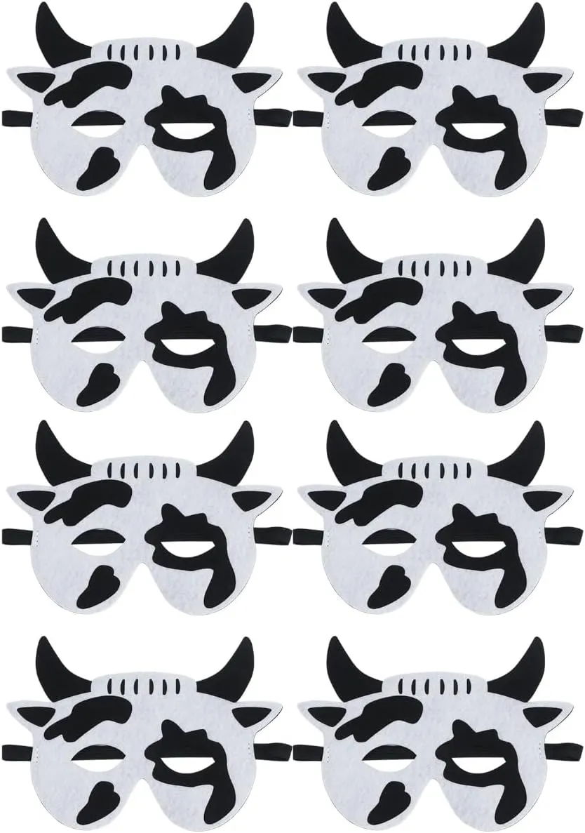 Animal Masks for Halloween Christmas Dress up Cosplay Party 8 detect Pieces Cow Masks Animal Felt Masks Party Favors Farmhouse Jungle Theme Birthday Party Favors Supplies 